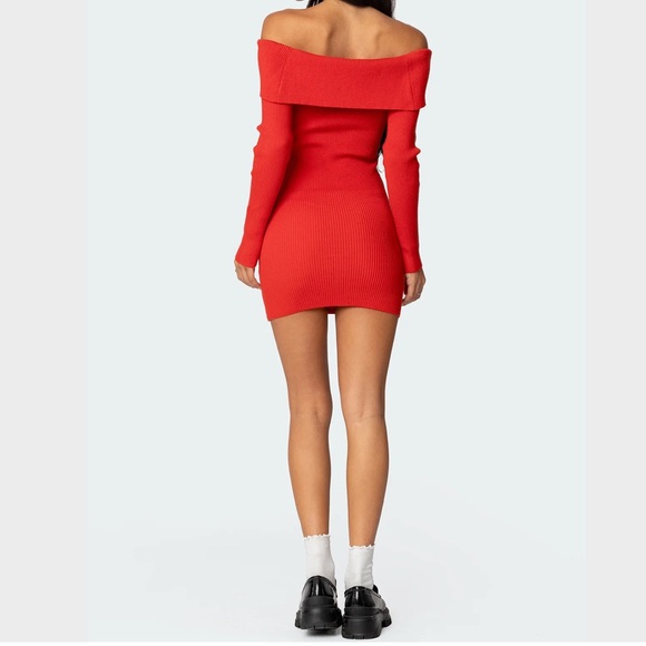 NWT Editked Evi fold over ribbed knit mini dress - Picture 2 of 8